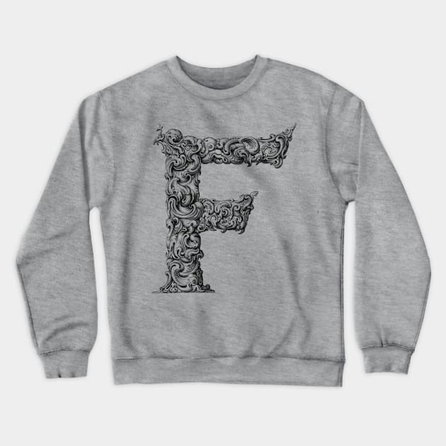 Vintage Initial Letter Lettering Alphabet F Crewneck Sweatshirt by AltrusianGrace